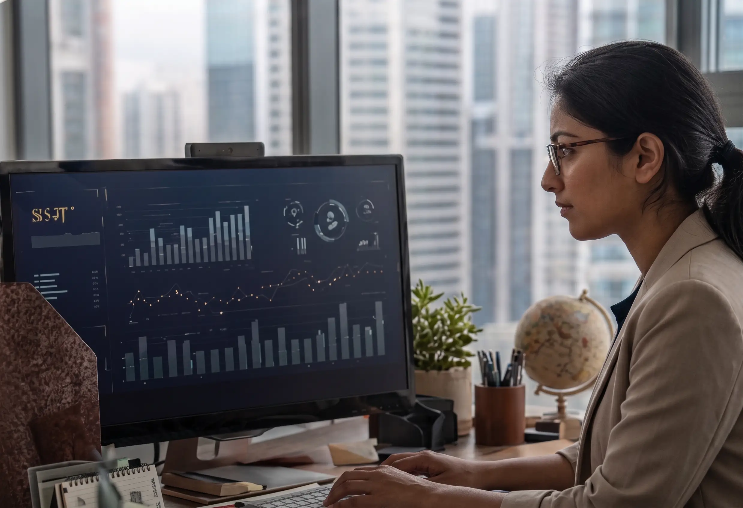Tech founders reviewing dashboard