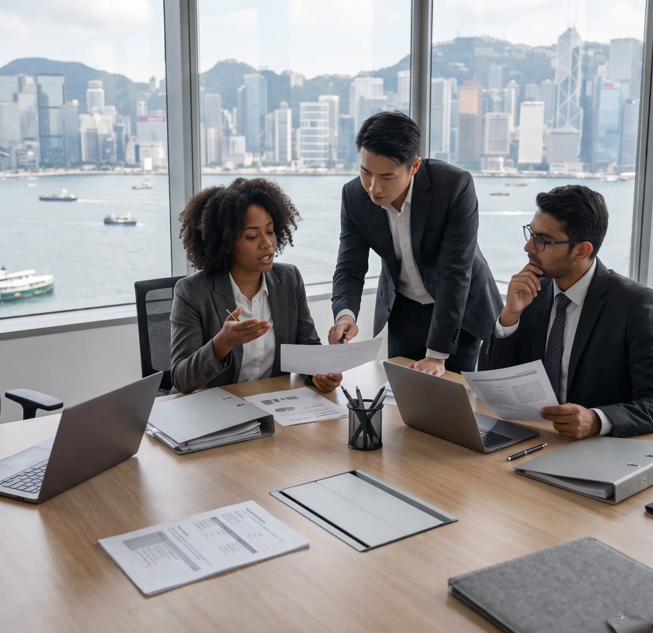 professional accountant team reviewing financial documents